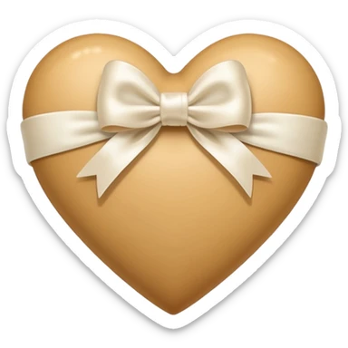 beige heart with white bow sticker