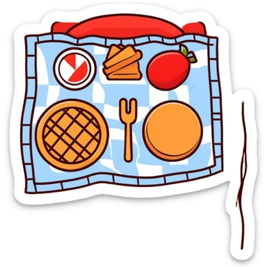 picnic with red and white checkered blanket sticker