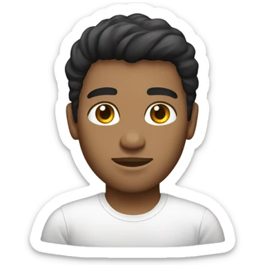 Brunette with freckles brown eyes medium mullet and white t-shirt sticker