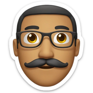 latin man short hair with glases and moustache sticker