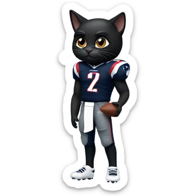 Black cat as a New England Patriots Quarterback  sticker