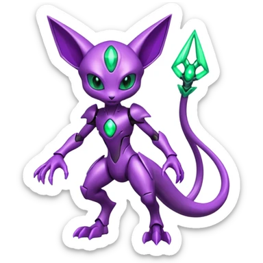 Futuristic armored cyber-Mewtwo-Sableye-Genesect-Deoxys-Espeon-alien-hybrid-fusion sticker