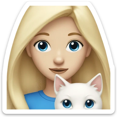 Blonde girl with 2 white cats with blue eyes  sticker