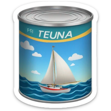 small tin can of tuna with a sail boat sticker