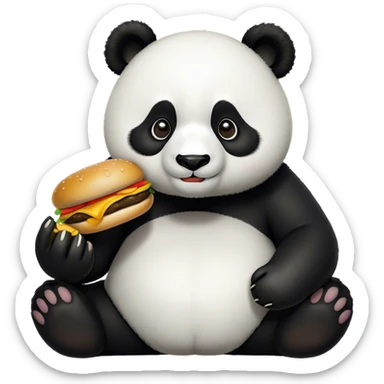 Panda eating cheeseburger  sticker