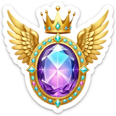 Big magic galactic gemstone award-in-frame-decorated-with-big-golden-angel--wings and crown sticker