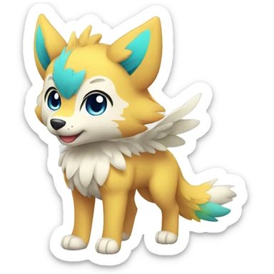 Kawaii Cute Colorful Winged Wolf-Pokémon full body sticker