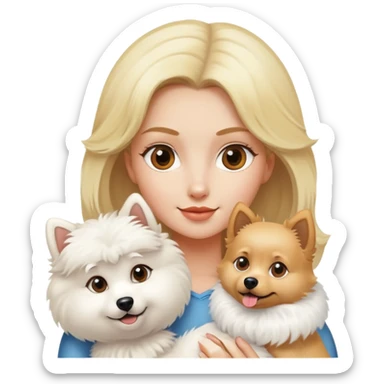 blonde with a spitz dog  sticker