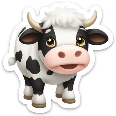 fluffy cow sticker