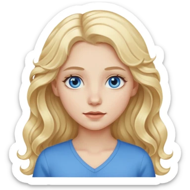 A pale girl with blue eyes and long and blonde , wavy hair  sticker