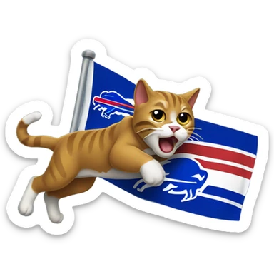 Cat stomping on a buffalo bills flag sticker