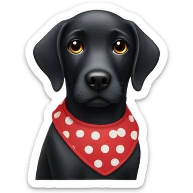 Black lab wearing a red polka dot dress sticker