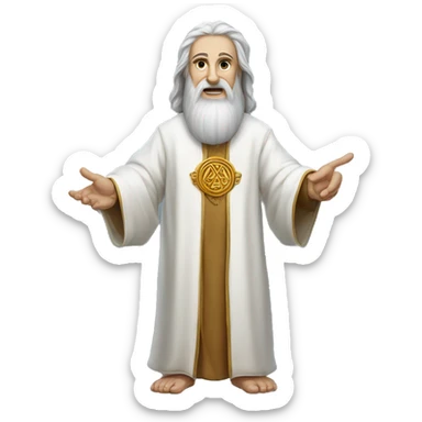 A full-length prophet in a white robe waves his hand, with the inscription "Привет" in the center at the bottom sticker