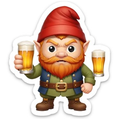 angry ginger gnome with glass of beer sticker