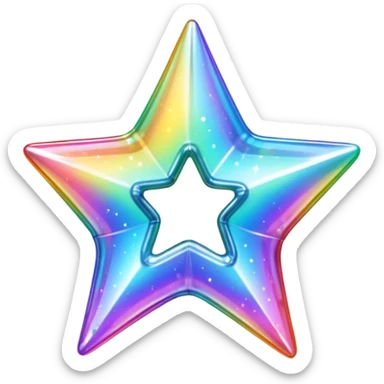 vibrant holographic rainbow y2k aesthetic hollow glass star sticker