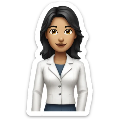 A beautiful young psychologist with black hair without glasses with a white coat sticker