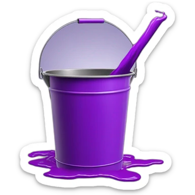 Photoshop Fill tool Metal bucket pouring purple paint sticker