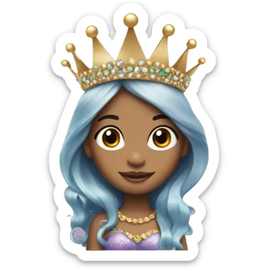 girl with crown and jewelry into a mermaid sticker