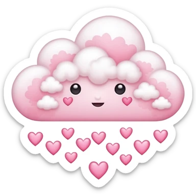 Plain white cloud with pale pink aura surrounding with hearts coming out the bottom sticker