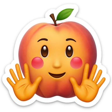 peach emoji with hand prints on  sticker