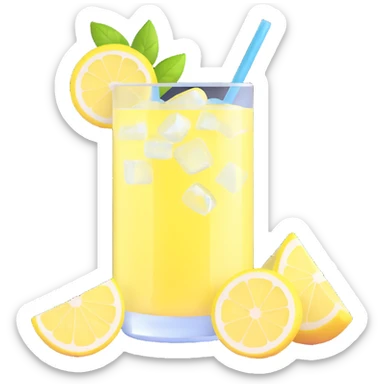 fresh lemonade with ice cubes sticker