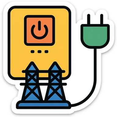 minimal inverter symbol with power lines and plug sticker