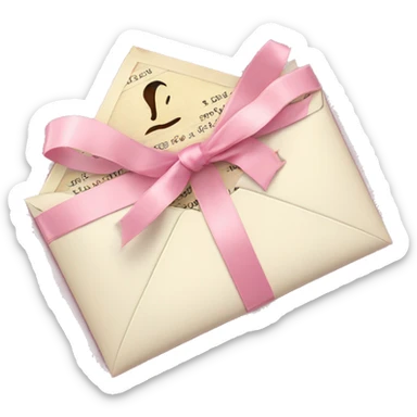 vintage love letters in envelope tied with a baby pink ribbon  sticker