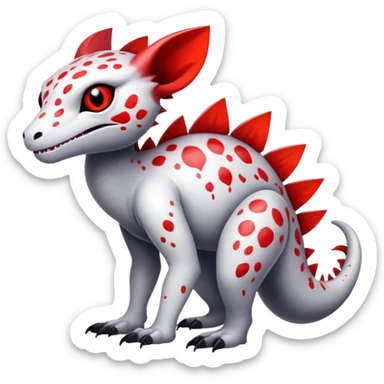 a translucent white with black belly and red eyes exotic edgy vernid-fionbri-creature with splash patterns full body sticker