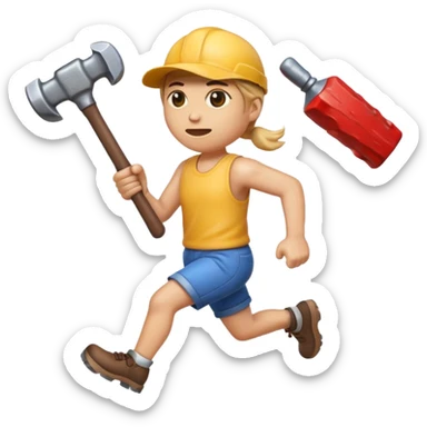 An emoji representing the "ironman challenge event" long-distance marathon for an mmorpg player who crafts everything themselves the hard way, and does not buy or sell items in-game. See https://ironman.com for ideas. sticker