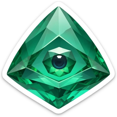 very sharp green gem mineral looking like reefs, very shiny with two eyes sticker