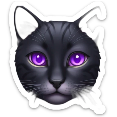 scaly black cat purple eyes fishtail sticker