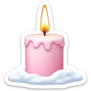 Light pink candle with snow sticker