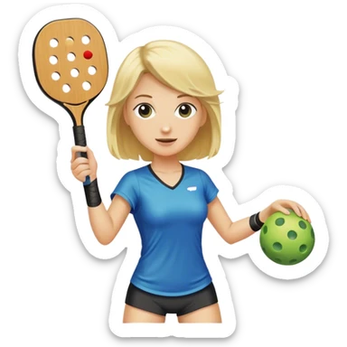 Woman with blond hair playing pickleball sticker