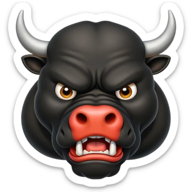 angry black bull with flared nostrils sticker