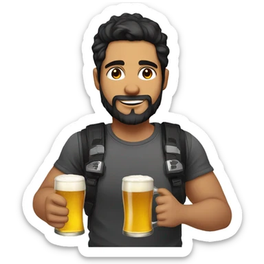 Gamer 28 years old with beard black hair with a beer  sticker