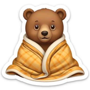 bear cozy in blanket sticker