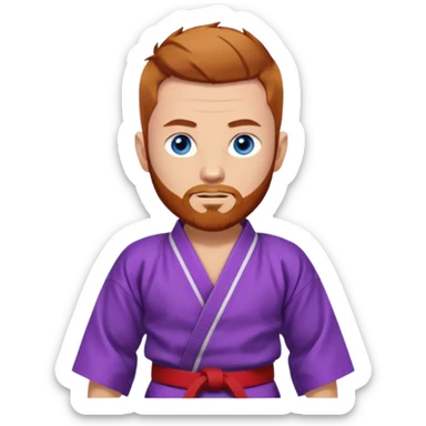 homme blanc, yeux bleu, cheveux brun très court, barbe rousse et boucle d'oreille doré à l'oreille gauche avec kimono de jiu-jitsu et ceinture violette sticker