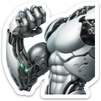Cyborg arm only flexing bicep and shoulder with gears and shocks sticker