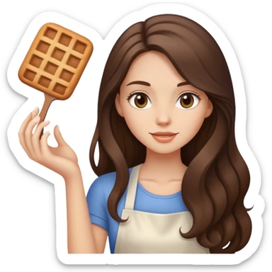 beautiful pale brunette girl with long hair baking sticker