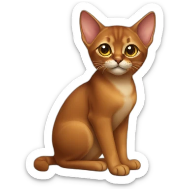 Abyssinian cat play a small fur ball sticker