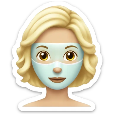 Blonde Lady  with face mask spa beauty full face relaxing sticker