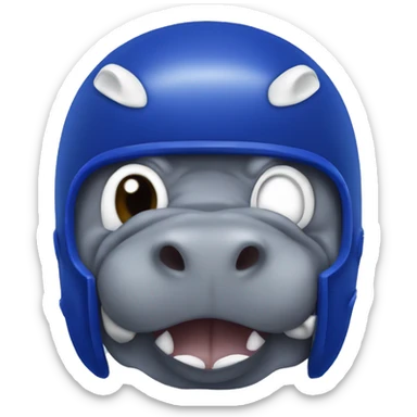hippo with royal blue football helmet sticker