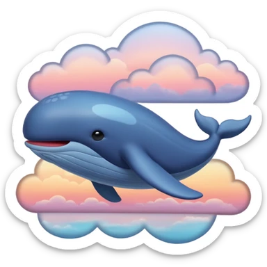 Sky Whale – Gigantic whale drifting among pastel sunset clouds. sticker