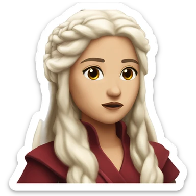 daenerys tan skin dark eyes serious look long hair dark red clothing feminine  sticker