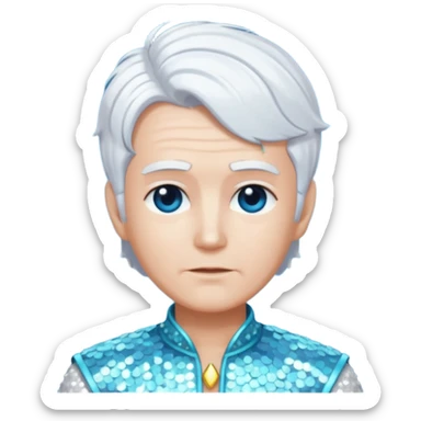 Uranus from Mythology with white hair, white sequin outfit sticker