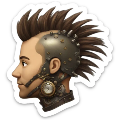 Photorealistic steampunk mohawk sticker