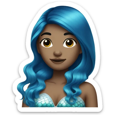 Blue straight hair white mermaid sticker