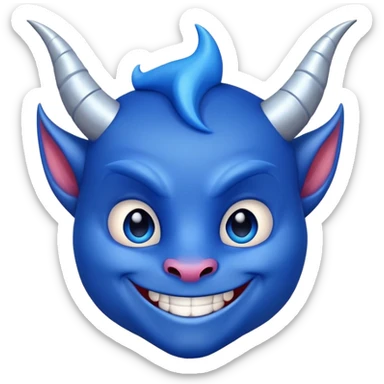 cute smiling blue devil with horns and a friendly face sticker