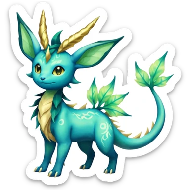 Shiny ethereal elemental Salandit-Leafeon-Vaporeon-hybrid-fusion (full body) sticker