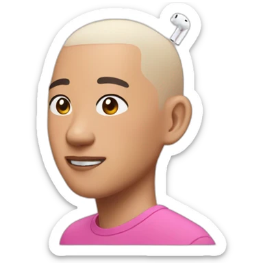 asian with pink buzzcut and airpods max sticker